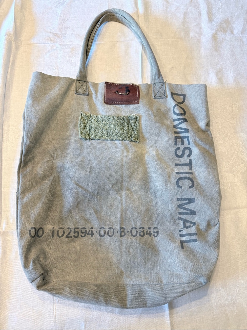 The Barrel Shack Domestic Mail Canvas Tote Bag Light Olive Green 16x15x4